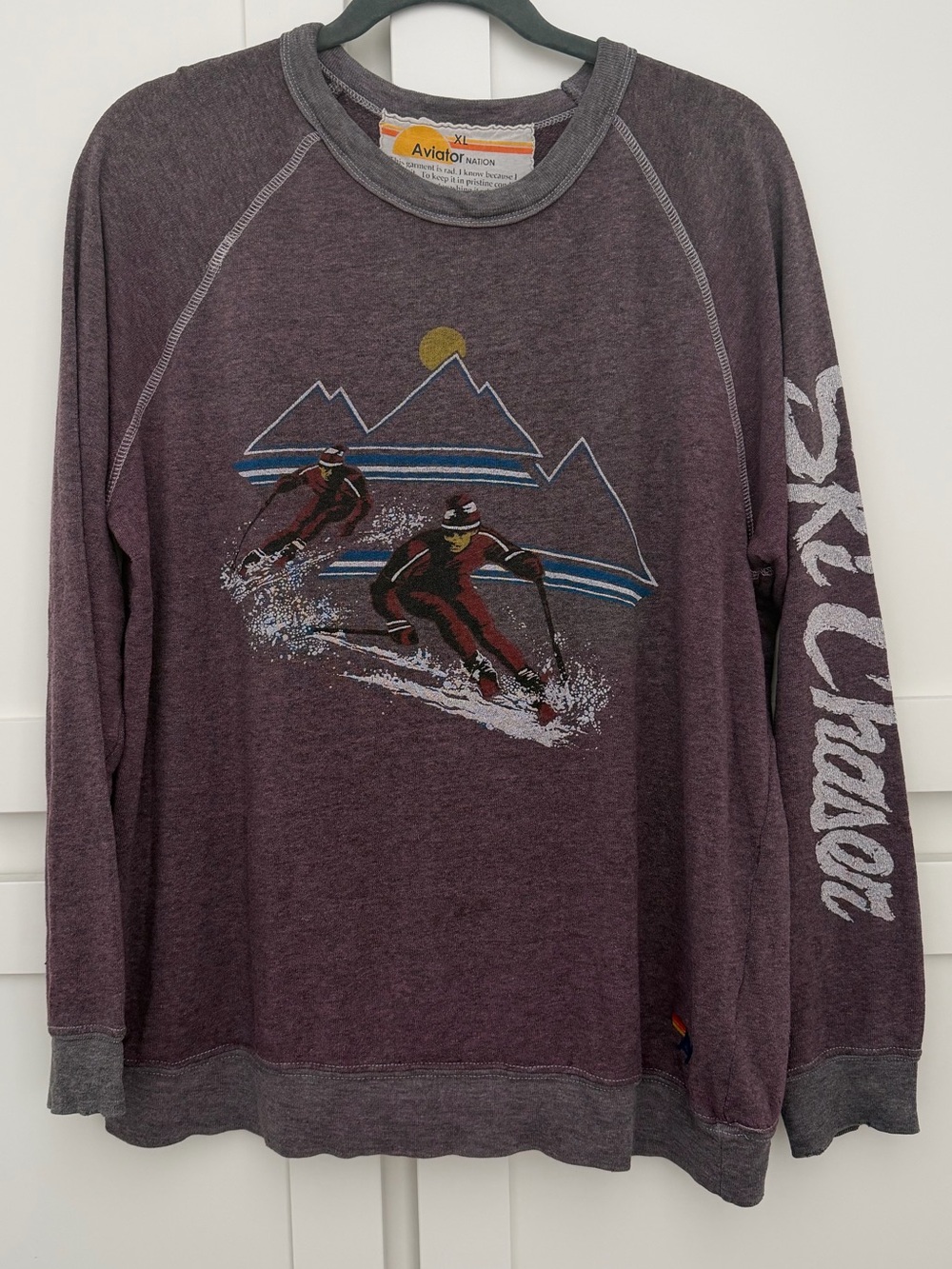 Limited Edition Aviator Nation Purple Ski Chaser Pullover Sweatshirt - XL